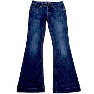 👖🎵 DL1961 Joy Super High Rise Flare Jeans | Dark Blue Wash | Sz 28 70s Revival